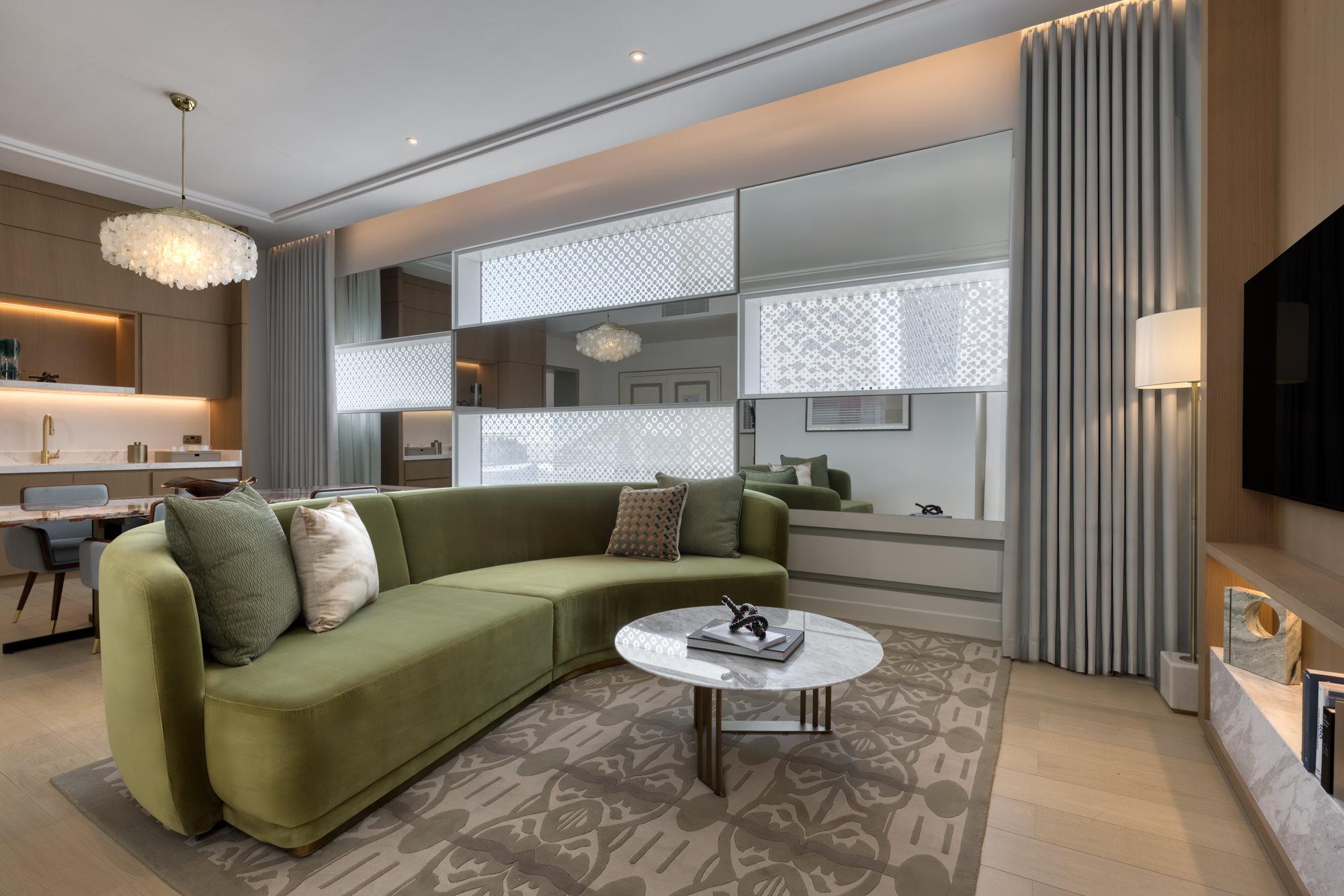 luxury two bedroom suite livingroom sofa atheel kafd hote
